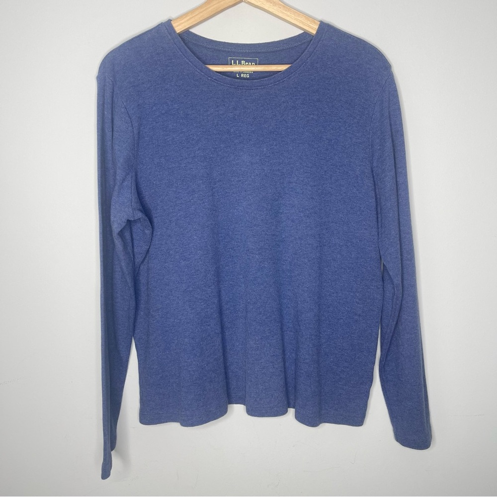 L.L. Bean Long-Sleeve‎ Crewneck Blue Tee (Large)